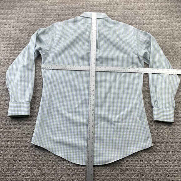 Brooks Brothers Button Up Shirt Men 15-32 Slim Fit Non-Iron White Green Check - Picture 7 of 9